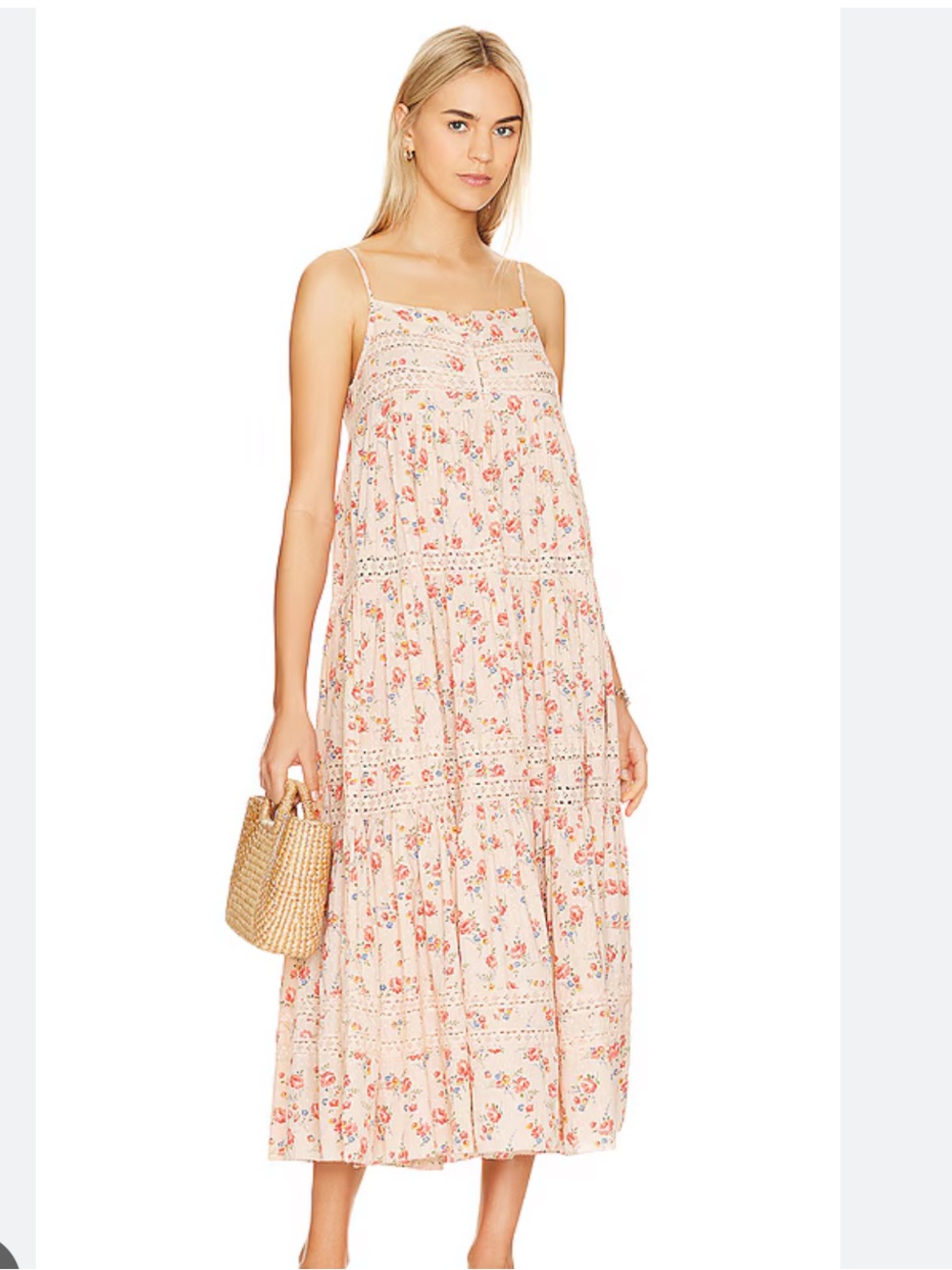 The Great. Serenade Dress in Pale Pink Kerchief Rose Print